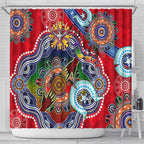 Custom NAIDOC Week 2024 Essendon Bombers Shower Curtain Australia Aboriginal Dot Painting