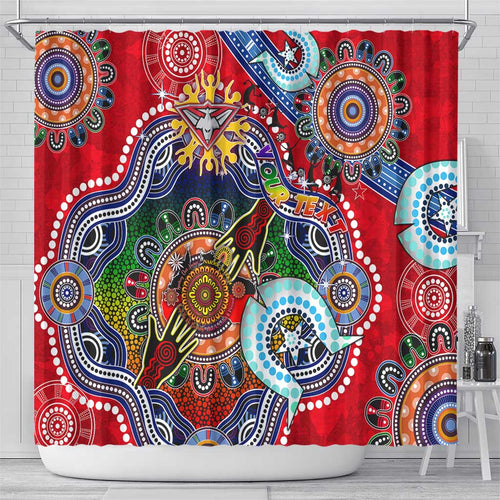 Custom NAIDOC Week 2024 Essendon Bombers Shower Curtain Australia Aboriginal Dot Painting