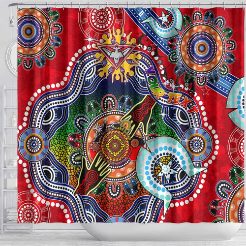 Custom NAIDOC Week 2024 Essendon Bombers Shower Curtain Australia Aboriginal Dot Painting