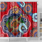 Custom NAIDOC Week 2024 Essendon Bombers Shower Curtain Australia Aboriginal Dot Painting