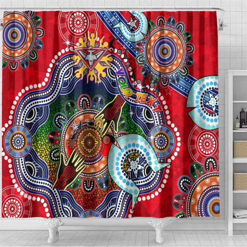 Custom NAIDOC Week 2024 Essendon Bombers Shower Curtain Australia Aboriginal Dot Painting
