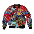 Custom NAIDOC Week 2024 Essendon Bombers Sleeve Zip Bomber Jacket Australia Aboriginal Dot Painting