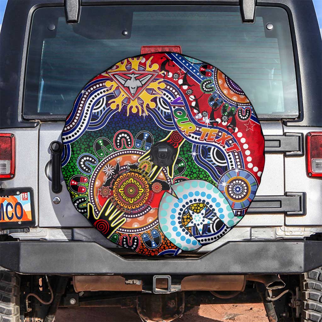 Custom NAIDOC Week 2024 Essendon Bombers Spare Tire Cover Australia Aboriginal Dot Painting