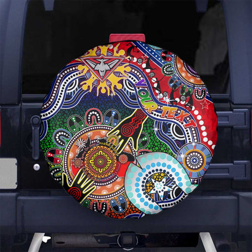 Custom NAIDOC Week 2024 Essendon Bombers Spare Tire Cover Australia Aboriginal Dot Painting
