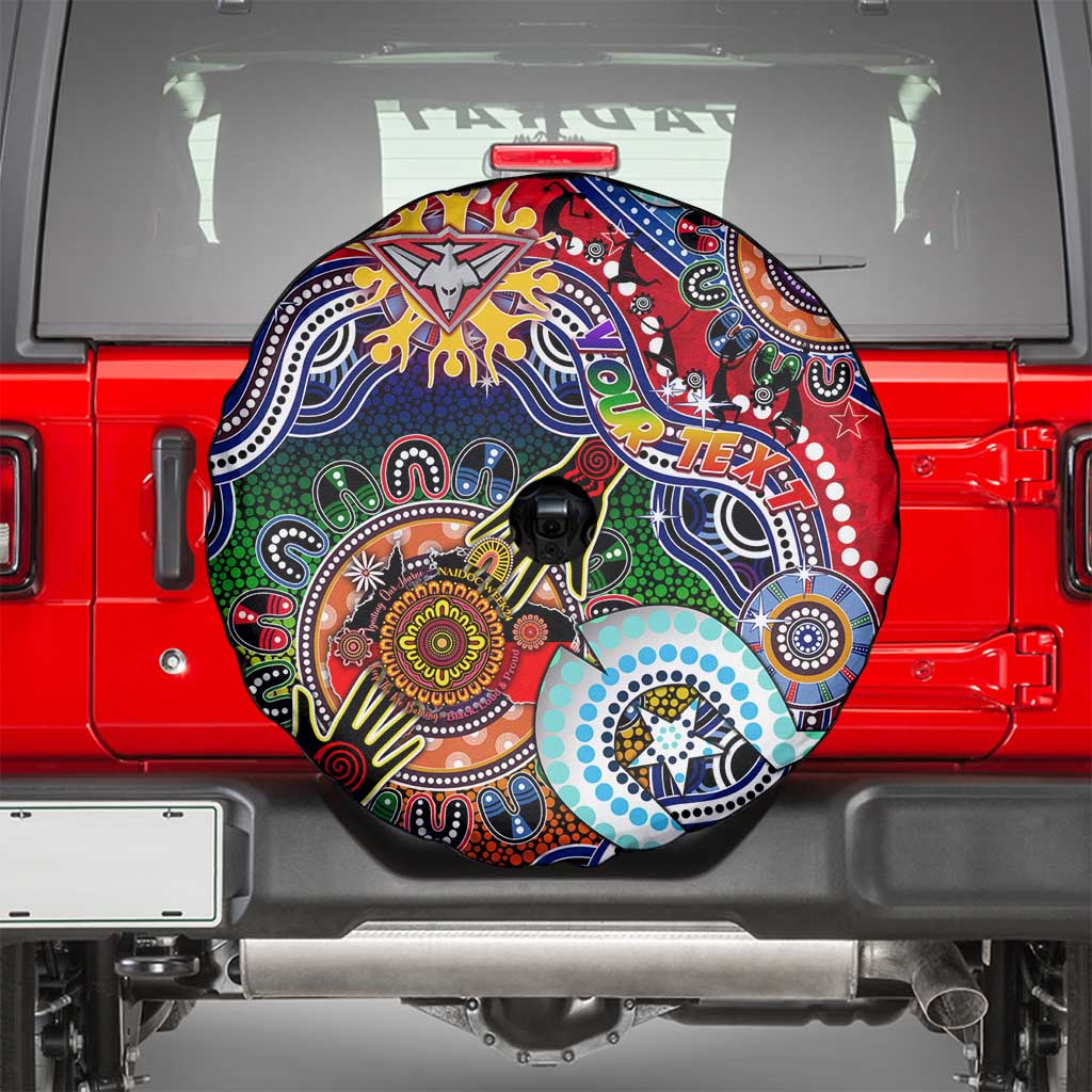 Custom NAIDOC Week 2024 Essendon Bombers Spare Tire Cover Australia Aboriginal Dot Painting