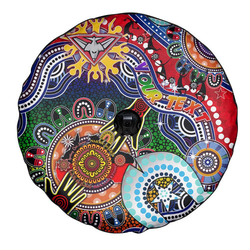 Custom NAIDOC Week 2024 Essendon Bombers Spare Tire Cover Australia Aboriginal Dot Painting