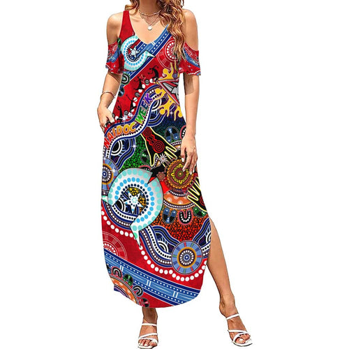 Custom NAIDOC Week 2024 Essendon Bombers Summer Maxi Dress Australia Aboriginal Dot Painting