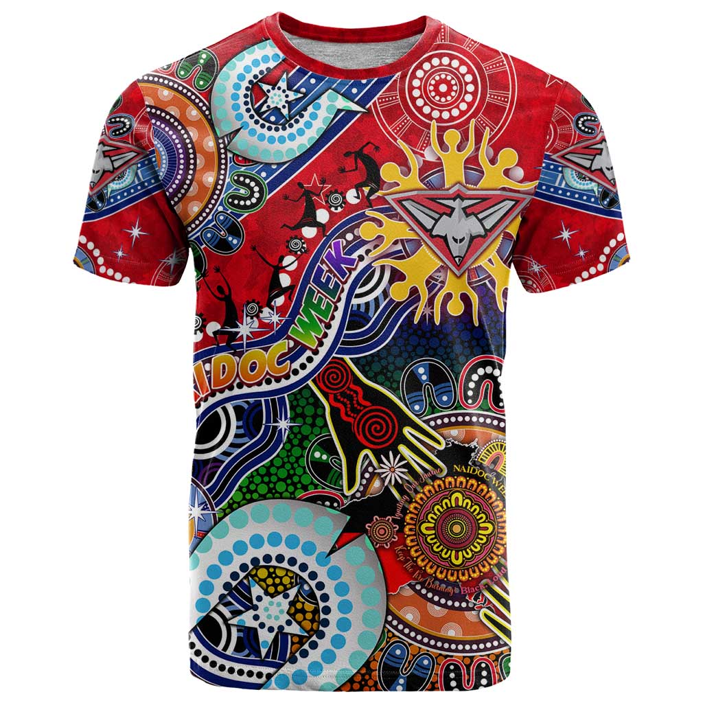 Custom NAIDOC Week 2024 Essendon Bombers T Shirt Australia Aboriginal Dot Painting