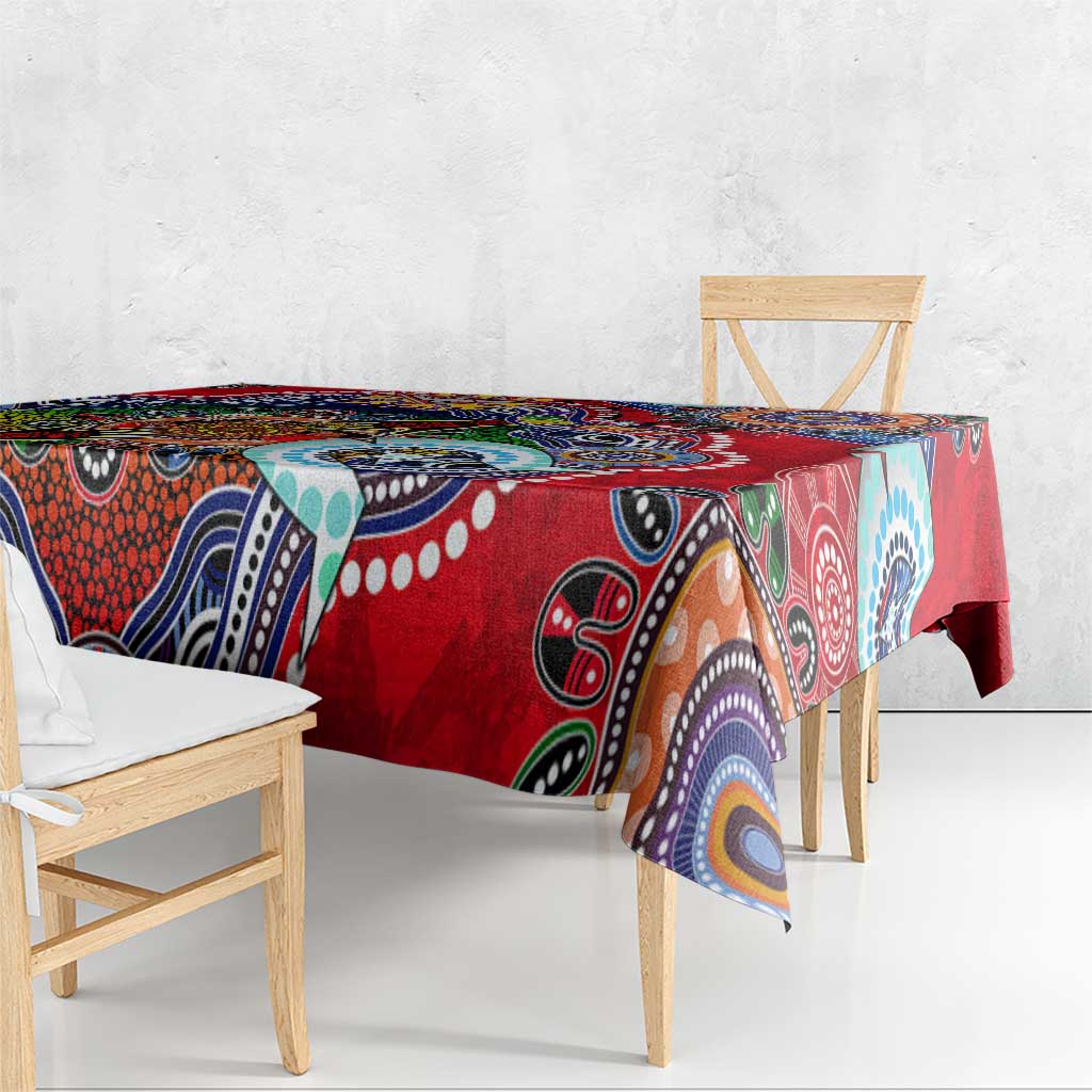Custom NAIDOC Week 2024 Essendon Bombers Tablecloth Australia Aboriginal Dot Painting