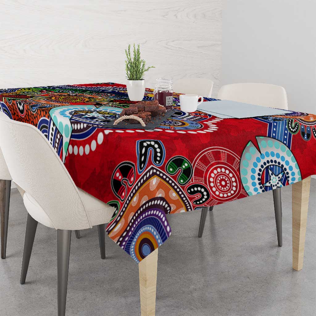 Custom NAIDOC Week 2024 Essendon Bombers Tablecloth Australia Aboriginal Dot Painting