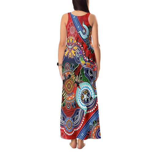 Custom NAIDOC Week 2024 Essendon Bombers Tank Maxi Dress Australia Aboriginal Dot Painting