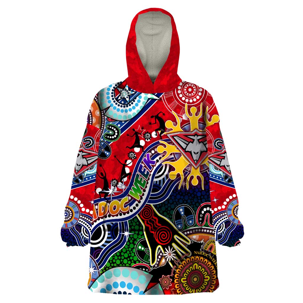 Custom NAIDOC Week 2024 Essendon Bombers Wearable Blanket Hoodie Australia Aboriginal Dot Painting