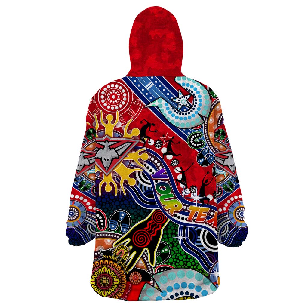 Custom NAIDOC Week 2024 Essendon Bombers Wearable Blanket Hoodie Australia Aboriginal Dot Painting
