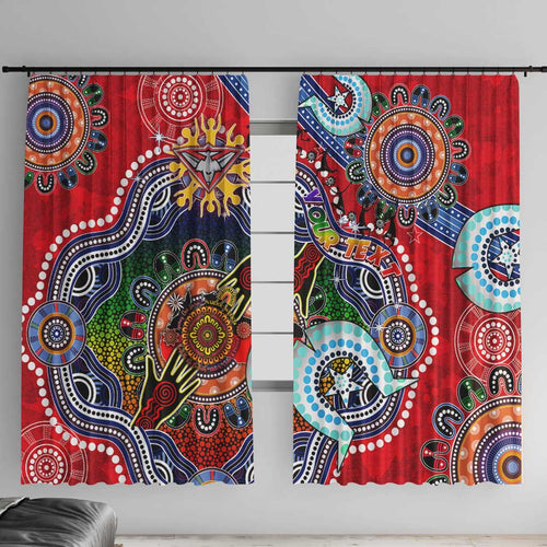 Custom NAIDOC Week 2024 Essendon Bombers Window Curtain Australia Aboriginal Dot Painting