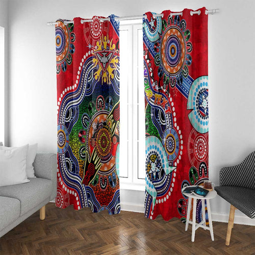 Custom NAIDOC Week 2024 Essendon Bombers Window Curtain Australia Aboriginal Dot Painting
