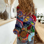 Custom NAIDOC Week 2024 Essendon Bombers Women Casual Shirt Australia Aboriginal Dot Painting