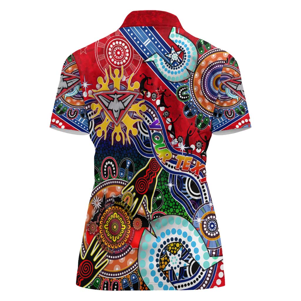 Custom NAIDOC Week 2024 Essendon Bombers Women Polo Shirt Australia Aboriginal Dot Painting