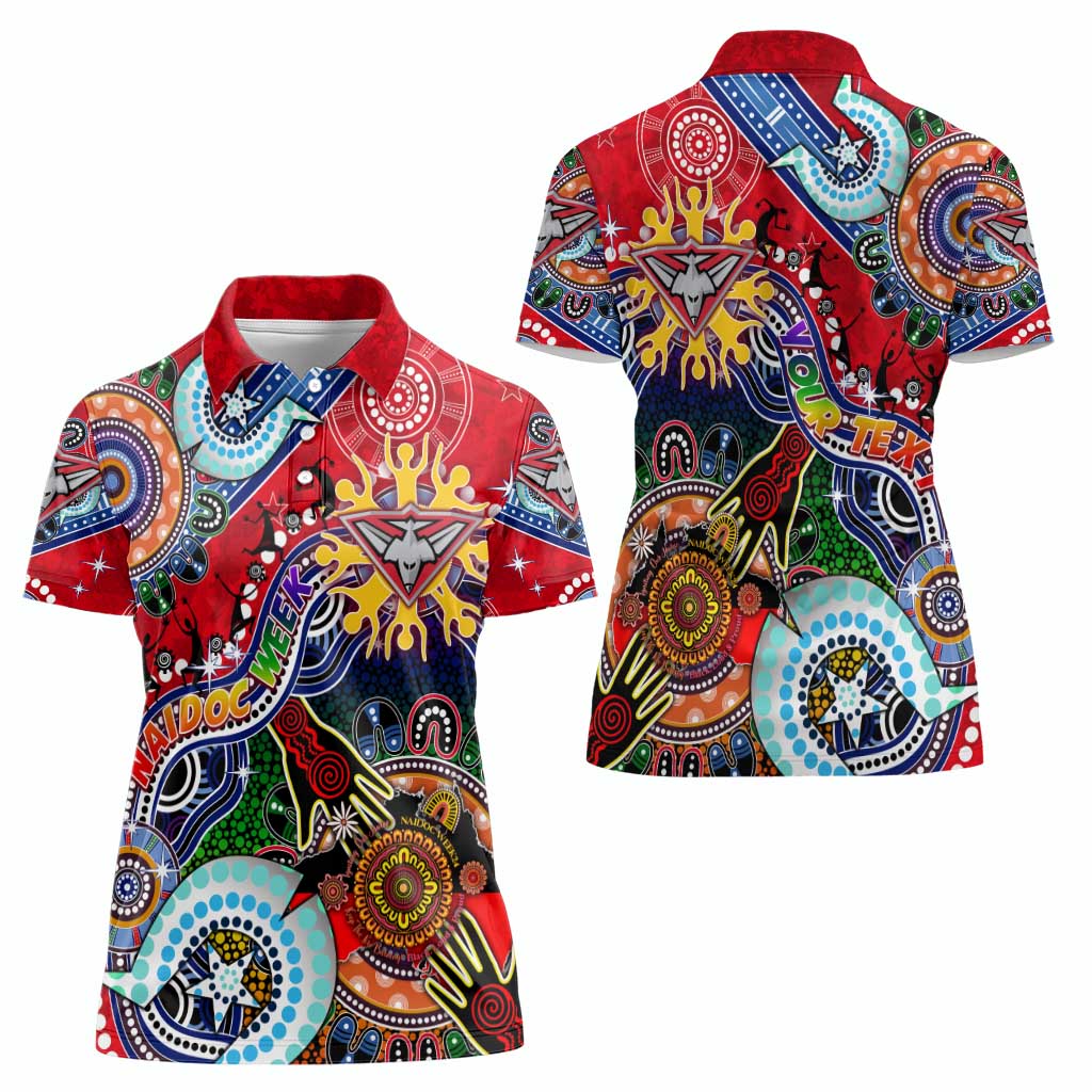 Custom NAIDOC Week 2024 Essendon Bombers Women Polo Shirt Australia Aboriginal Dot Painting
