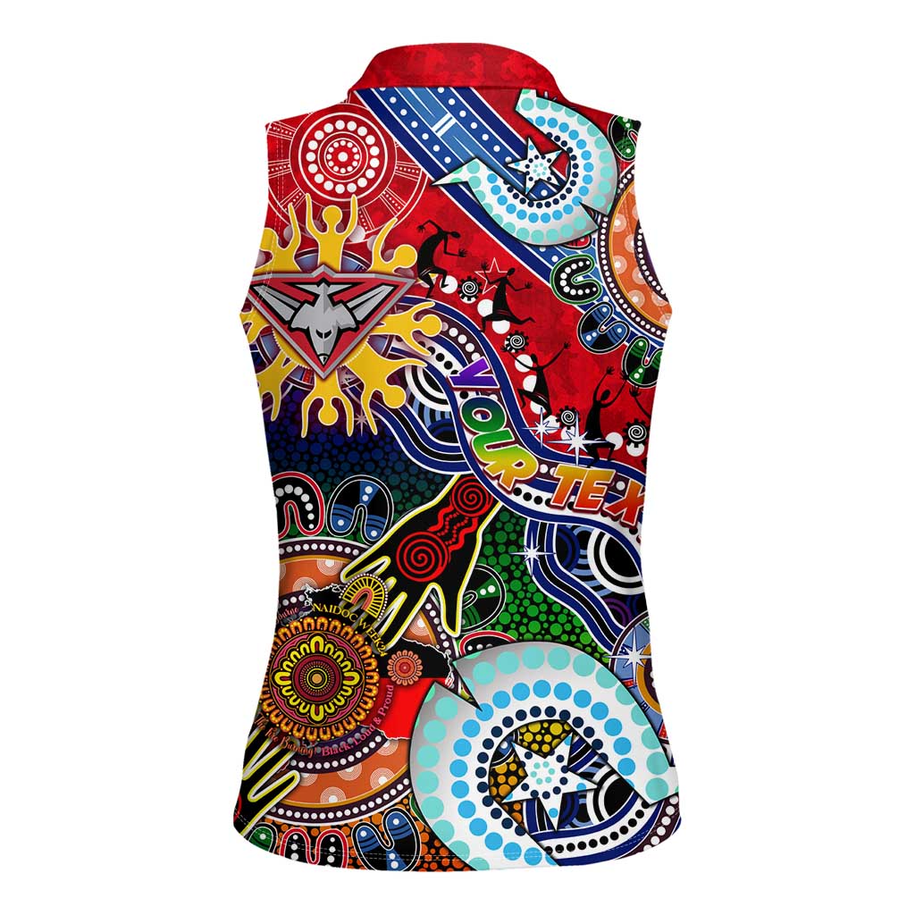 Custom NAIDOC Week 2024 Essendon Bombers Women Sleeveless Polo Shirt Australia Aboriginal Dot Painting