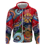 Custom NAIDOC Week 2024 Essendon Bombers Zip Hoodie Australia Aboriginal Dot Painting