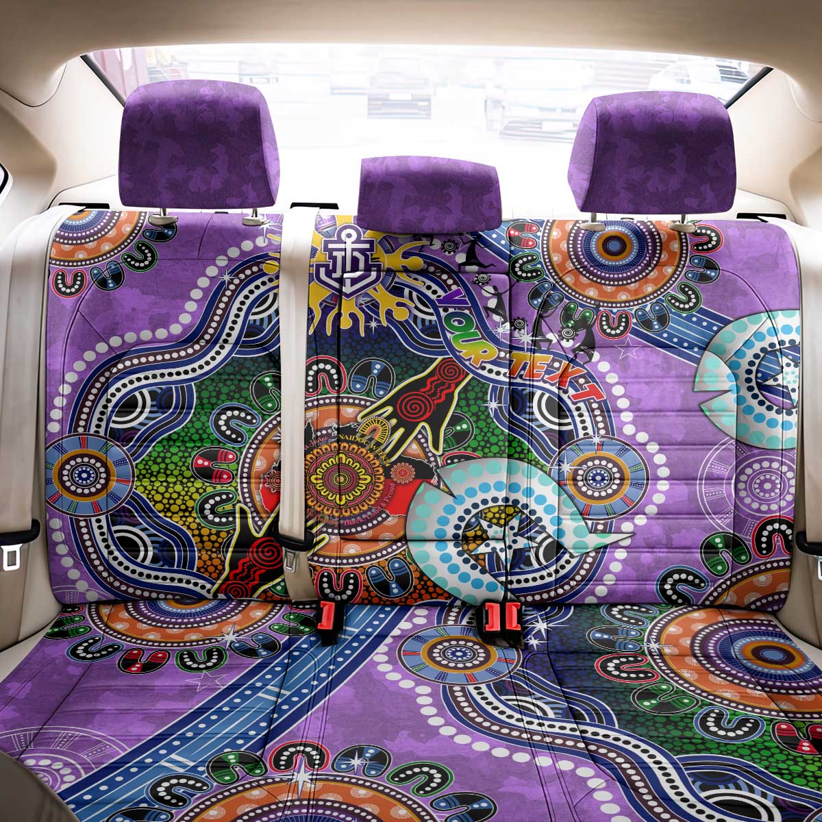 Custom NAIDOC Week 2024 Fremantle Dockers Freo Back Car Seat Cover Australia Aboriginal Dot Painting