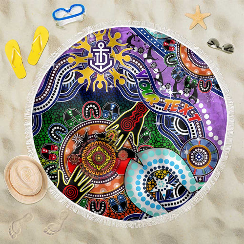 Custom NAIDOC Week 2024 Fremantle Dockers Freo Beach Blanket Australia Aboriginal Dot Painting