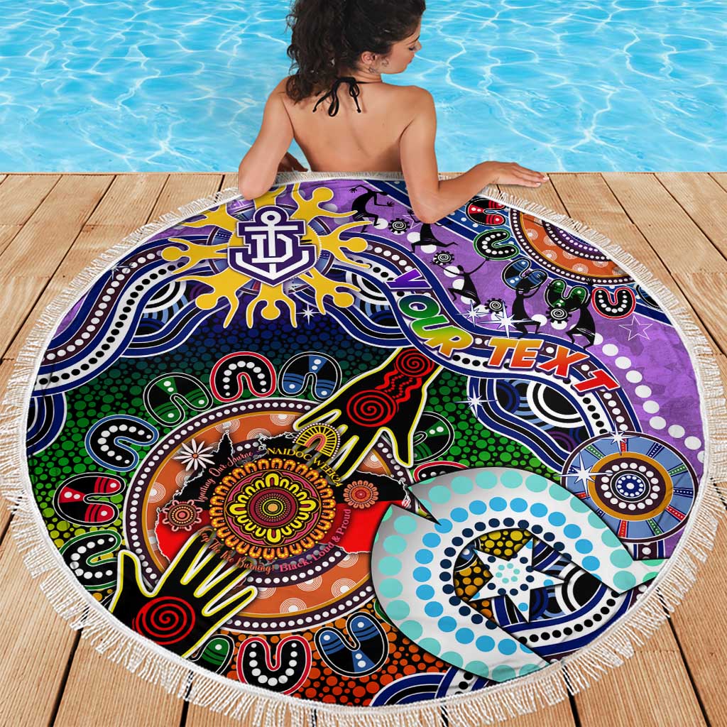 Custom NAIDOC Week 2024 Fremantle Dockers Freo Beach Blanket Australia Aboriginal Dot Painting