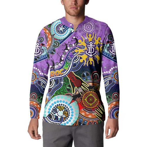 Custom NAIDOC Week 2024 Fremantle Dockers Freo Button Sweatshirt Australia Aboriginal Dot Painting