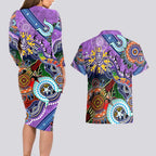 Custom NAIDOC Week 2024 Fremantle Dockers Freo Couples Matching Long Sleeve Bodycon Dress and Hawaiian Shirt Australia Aboriginal Dot Painting