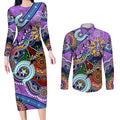 Custom NAIDOC Week 2024 Fremantle Dockers Freo Couples Matching Long Sleeve Bodycon Dress and Long Sleeve Button Shirt Australia Aboriginal Dot Painting