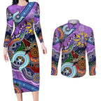 Custom NAIDOC Week 2024 Fremantle Dockers Freo Couples Matching Long Sleeve Bodycon Dress and Long Sleeve Button Shirt Australia Aboriginal Dot Painting