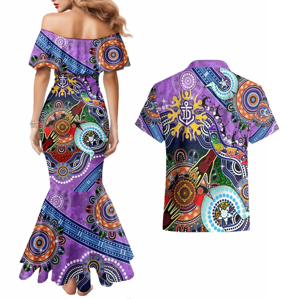Custom NAIDOC Week 2024 Fremantle Dockers Freo Couples Matching Mermaid Dress and Hawaiian Shirt Australia Aboriginal Dot Painting