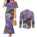 Custom NAIDOC Week 2024 Fremantle Dockers Freo Couples Matching Mermaid Dress and Long Sleeve Button Shirt Australia Aboriginal Dot Painting