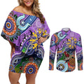 Custom NAIDOC Week 2024 Fremantle Dockers Freo Couples Matching Off Shoulder Short Dress and Long Sleeve Button Shirt Australia Aboriginal Dot Painting