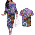 Custom NAIDOC Week 2024 Fremantle Dockers Freo Couples Matching Off The Shoulder Long Sleeve Dress and Hawaiian Shirt Australia Aboriginal Dot Painting