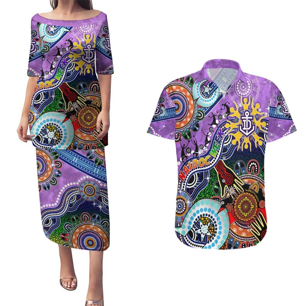 Custom NAIDOC Week 2024 Fremantle Dockers Freo Couples Matching Puletasi and Hawaiian Shirt Australia Aboriginal Dot Painting