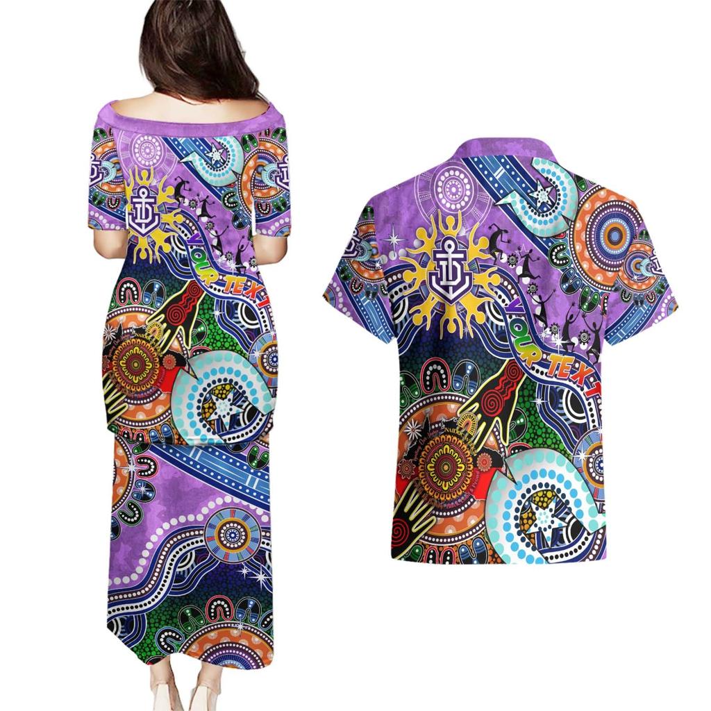 Custom NAIDOC Week 2024 Fremantle Dockers Freo Couples Matching Puletasi and Hawaiian Shirt Australia Aboriginal Dot Painting