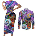Custom NAIDOC Week 2024 Fremantle Dockers Freo Couples Matching Short Sleeve Bodycon Dress and Long Sleeve Button Shirt Australia Aboriginal Dot Painting