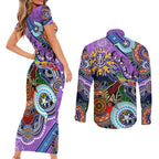 Custom NAIDOC Week 2024 Fremantle Dockers Freo Couples Matching Short Sleeve Bodycon Dress and Long Sleeve Button Shirt Australia Aboriginal Dot Painting