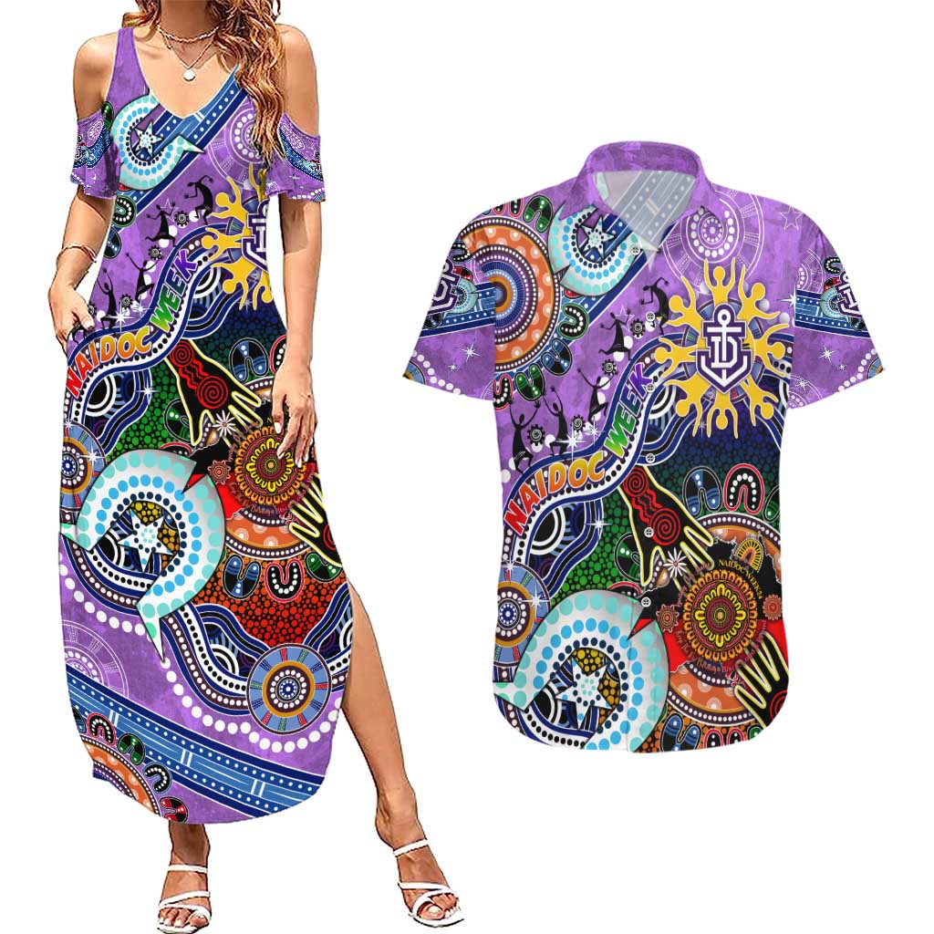 Custom NAIDOC Week 2024 Fremantle Dockers Freo Couples Matching Summer Maxi Dress and Hawaiian Shirt Australia Aboriginal Dot Painting