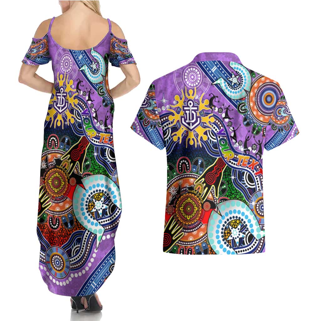 Custom NAIDOC Week 2024 Fremantle Dockers Freo Couples Matching Summer Maxi Dress and Hawaiian Shirt Australia Aboriginal Dot Painting