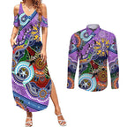 Custom NAIDOC Week 2024 Fremantle Dockers Freo Couples Matching Summer Maxi Dress and Long Sleeve Button Shirt Australia Aboriginal Dot Painting