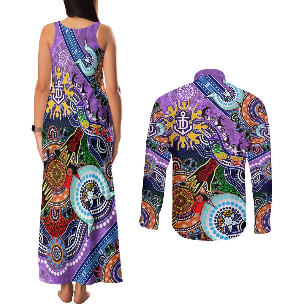 Custom NAIDOC Week 2024 Fremantle Dockers Freo Couples Matching Tank Maxi Dress and Long Sleeve Button Shirt Australia Aboriginal Dot Painting