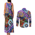 Custom NAIDOC Week 2024 Fremantle Dockers Freo Couples Matching Tank Maxi Dress and Long Sleeve Button Shirt Australia Aboriginal Dot Painting