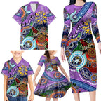 Custom NAIDOC Week 2024 Fremantle Dockers Freo Family Matching Long Sleeve Bodycon Dress and Hawaiian Shirt Australia Aboriginal Dot Painting