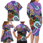 Custom NAIDOC Week 2024 Fremantle Dockers Freo Family Matching Long Sleeve Bodycon Dress and Hawaiian Shirt Australia Aboriginal Dot Painting