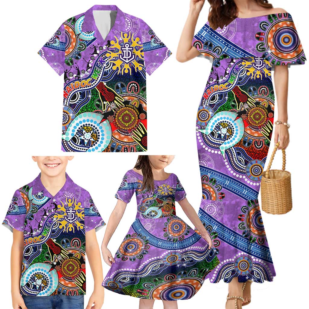 Custom NAIDOC Week 2024 Fremantle Dockers Freo Family Matching Mermaid Dress and Hawaiian Shirt Australia Aboriginal Dot Painting