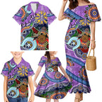 Custom NAIDOC Week 2024 Fremantle Dockers Freo Family Matching Mermaid Dress and Hawaiian Shirt Australia Aboriginal Dot Painting
