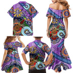 Custom NAIDOC Week 2024 Fremantle Dockers Freo Family Matching Mermaid Dress and Hawaiian Shirt Australia Aboriginal Dot Painting