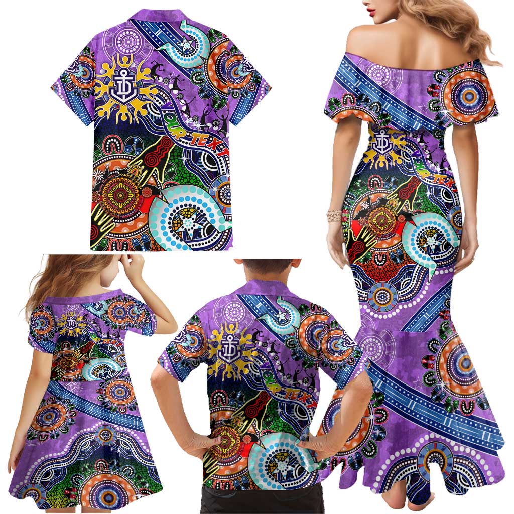Custom NAIDOC Week 2024 Fremantle Dockers Freo Family Matching Mermaid Dress and Hawaiian Shirt Australia Aboriginal Dot Painting